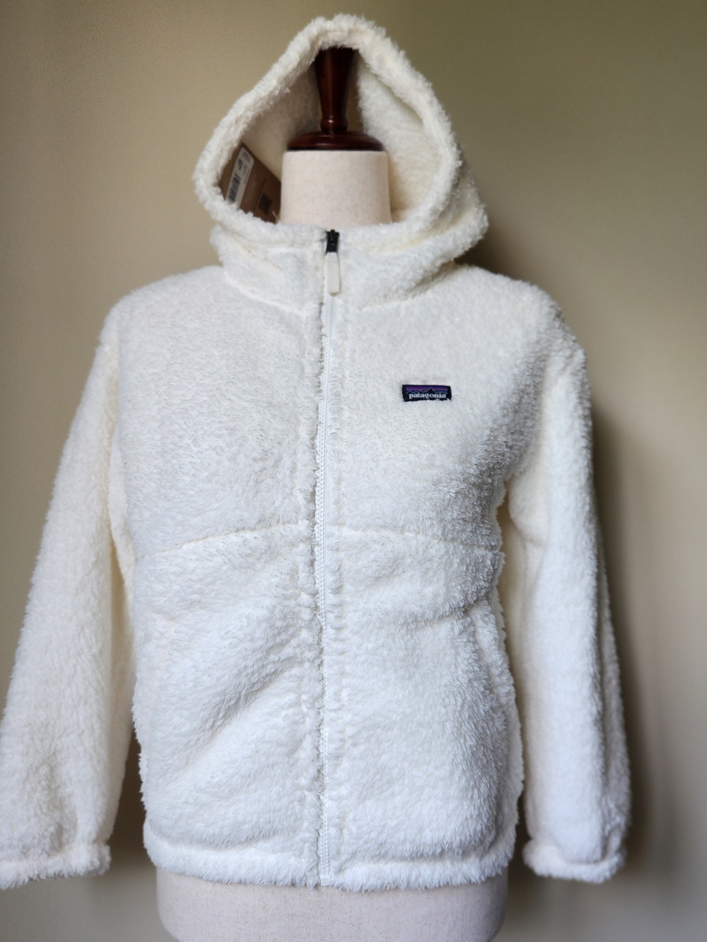 NWT Patagonia Kids Los Gatos Fleece Hoodie Birch White Girls XL 14 Jacket New